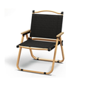 Folding Chair Camping Chairs for Adults Wood Armrest Black