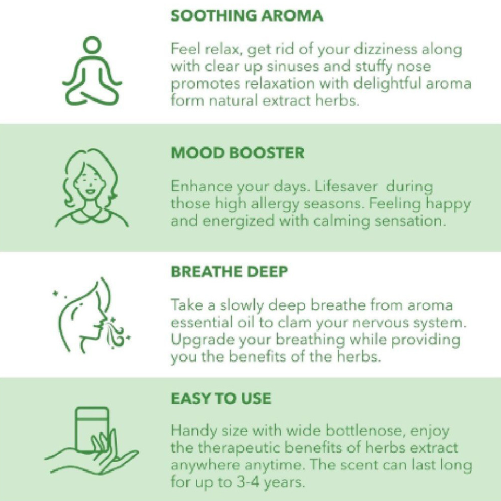 Natural Herb thai Inhaler Stick Refreshing Aromatherapy for Sinus Relief and Mental Clarity