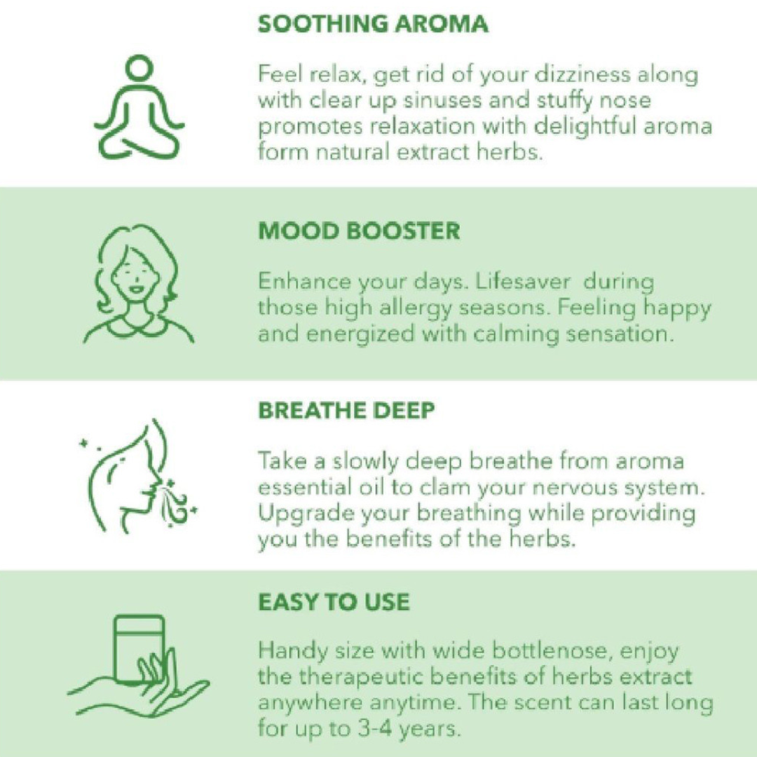 Natural Herb thai Inhaler Stick Refreshing Aromatherapy for Sinus Relief and Mental Clarity