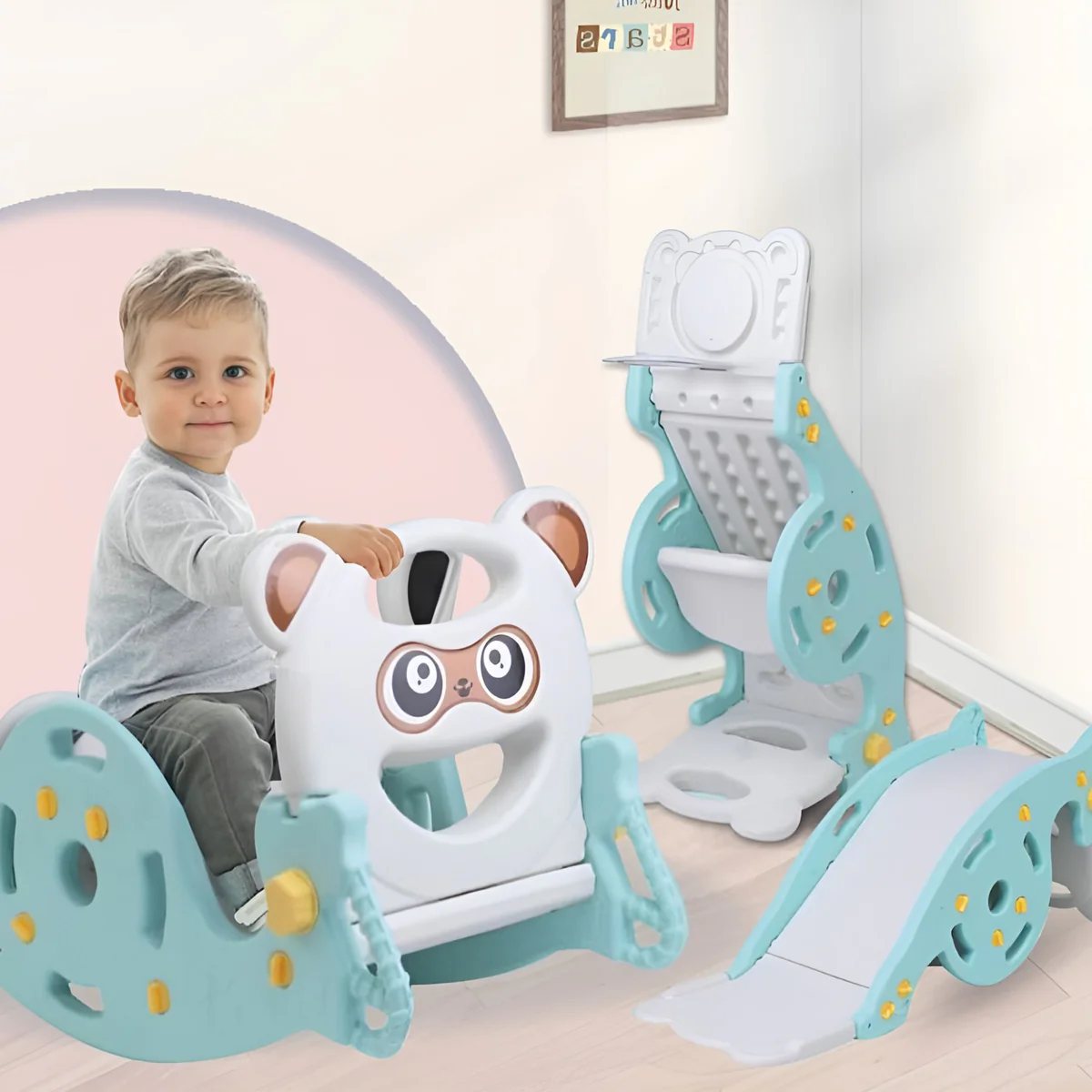 3-in-1 Basketball Slide Playset