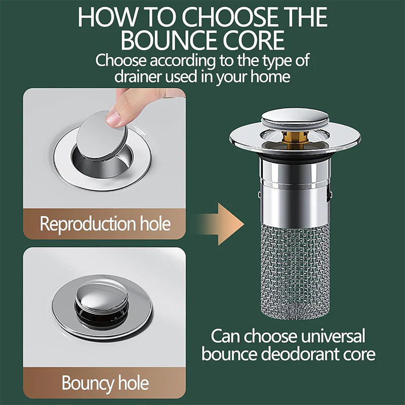 Universal Bathroom Sink Drain Stopper Double layer filtration