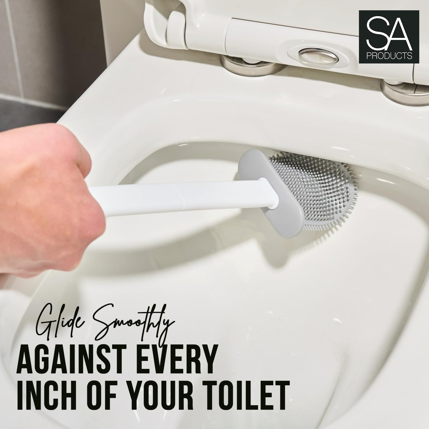 Silicone Toilet Brush Set - Bendable Deep Cleaning Feature