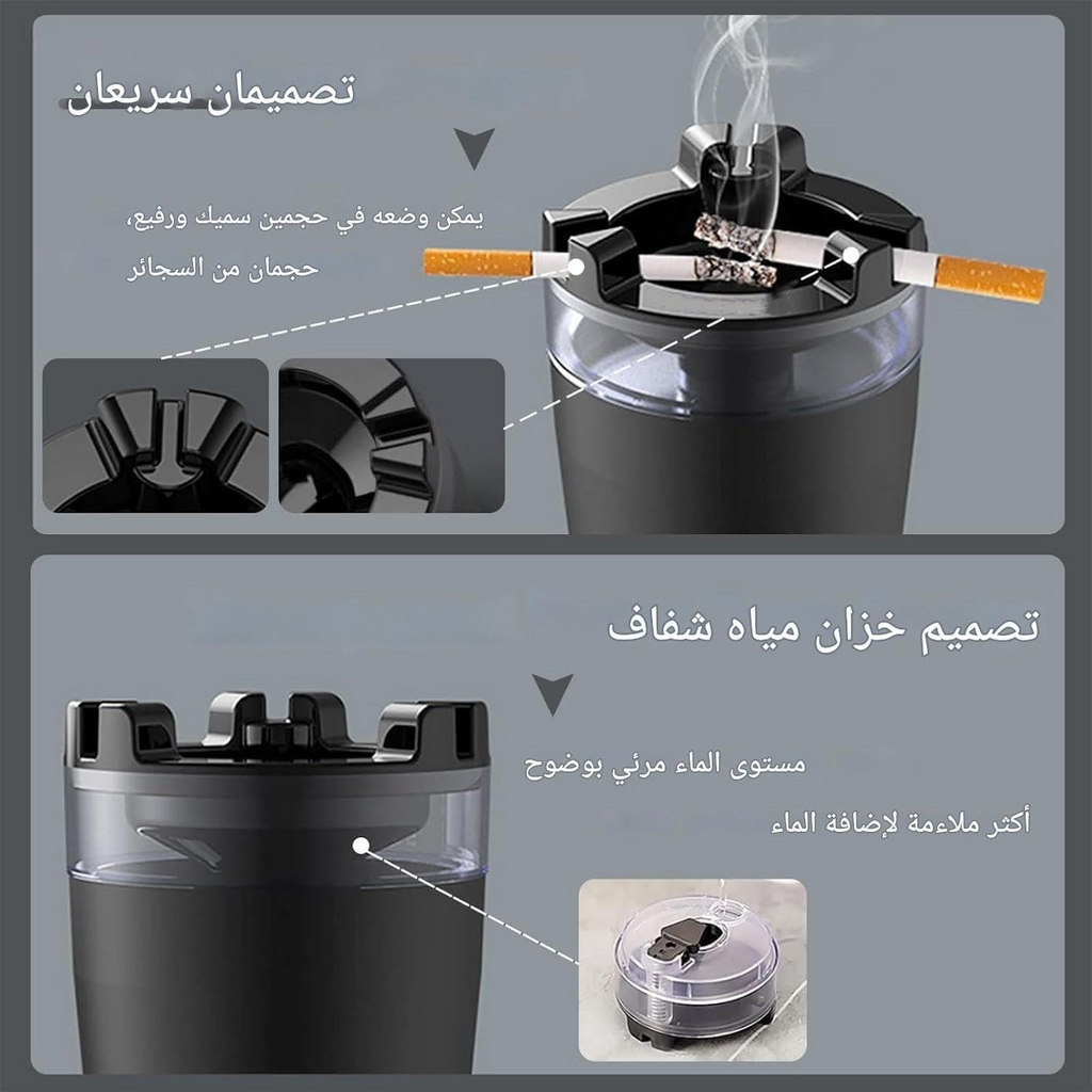 Portable Car Ashtray with Dual Bayonet; Smoke-Sealing Design