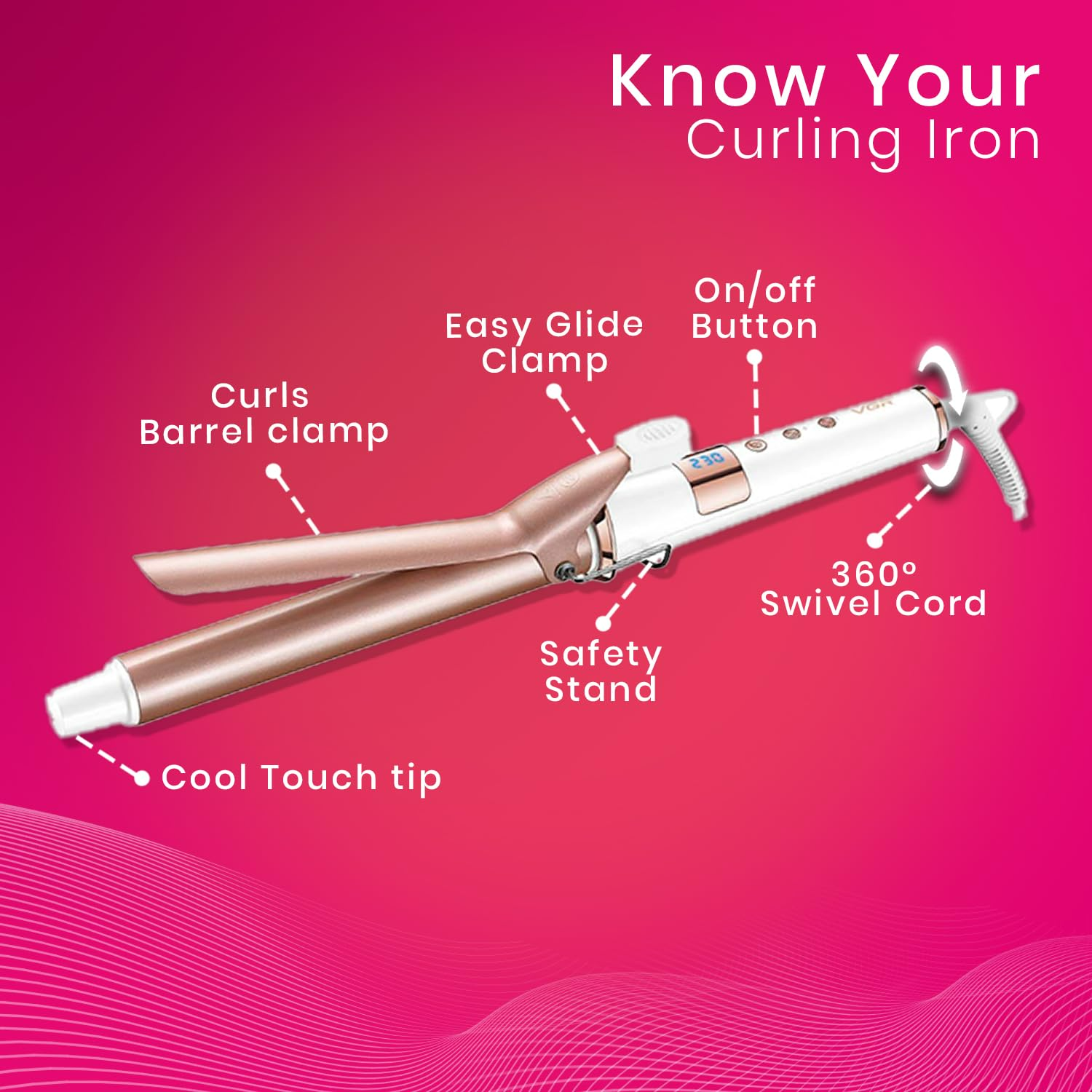 VGR Professional Hair Curling Iron Wand V578