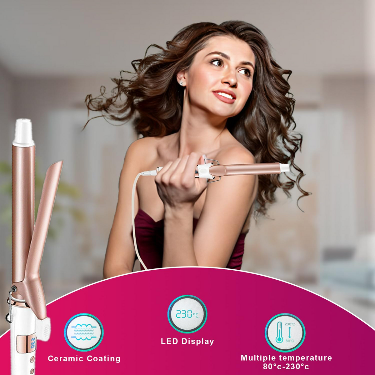 VGR Professional Hair Curling Iron Wand V578