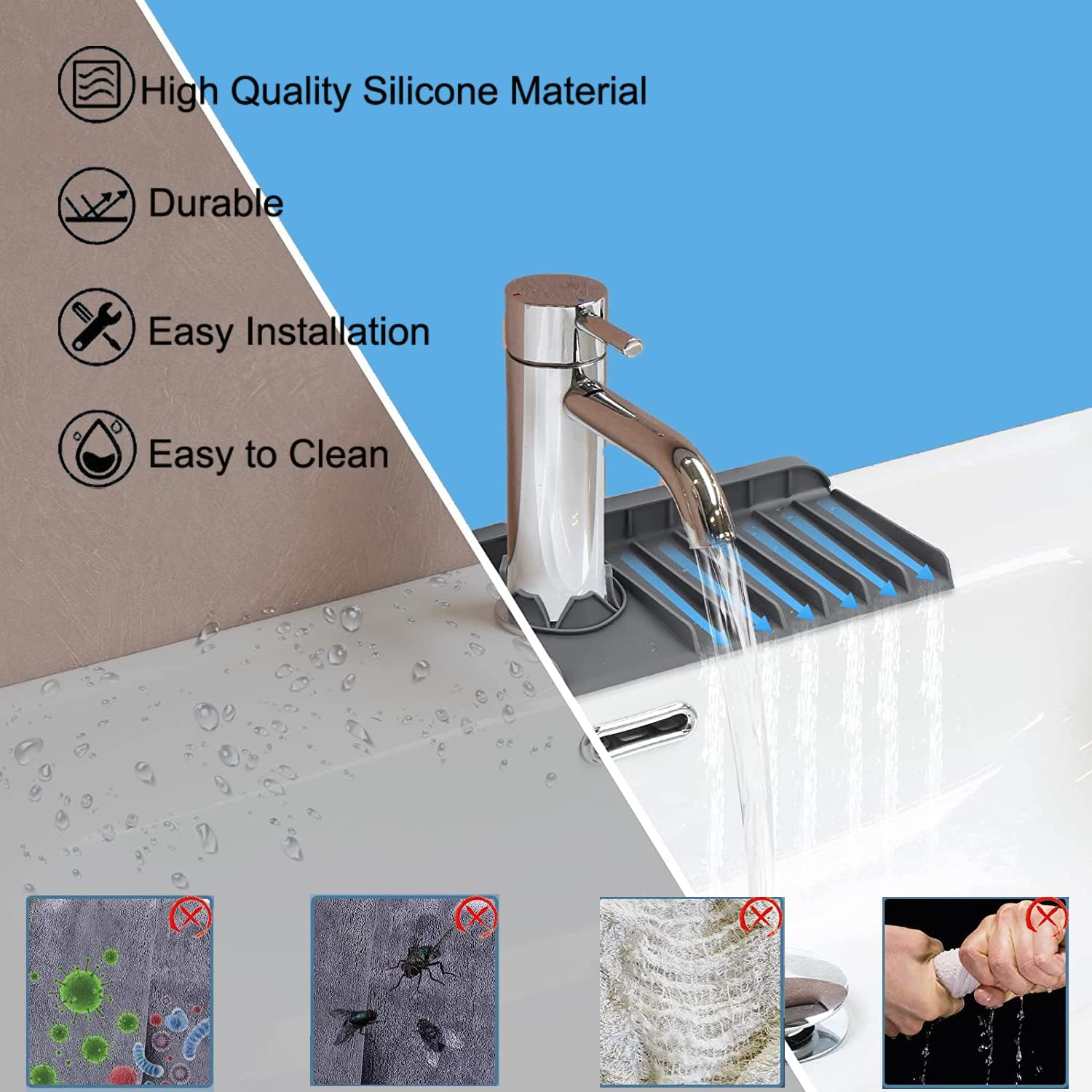 Surface Draining Mat Silicone Multipurpose Splash Proof Pad for Fauce