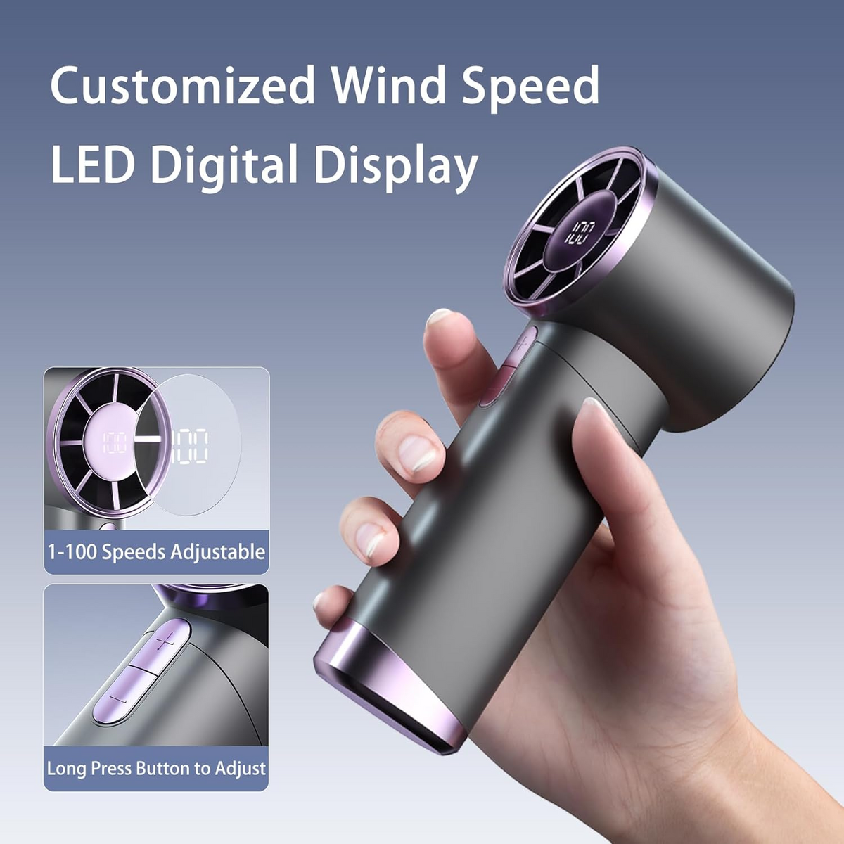 Portable Handheld Fan, Turbo Mini Fan with LED Display