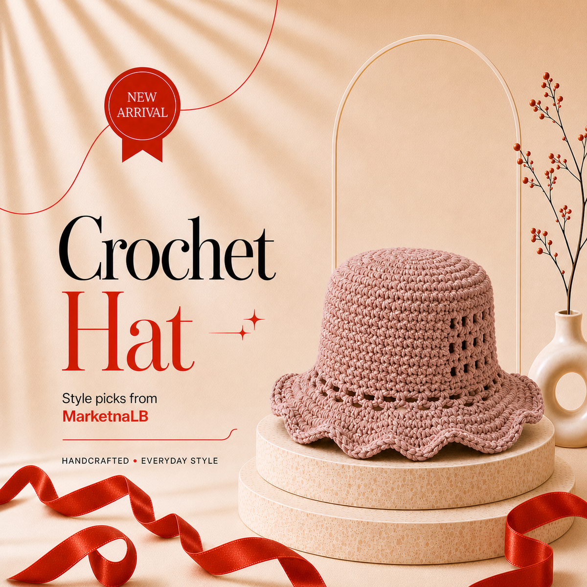 Handmade Crochet Scalloped Bucket Hat