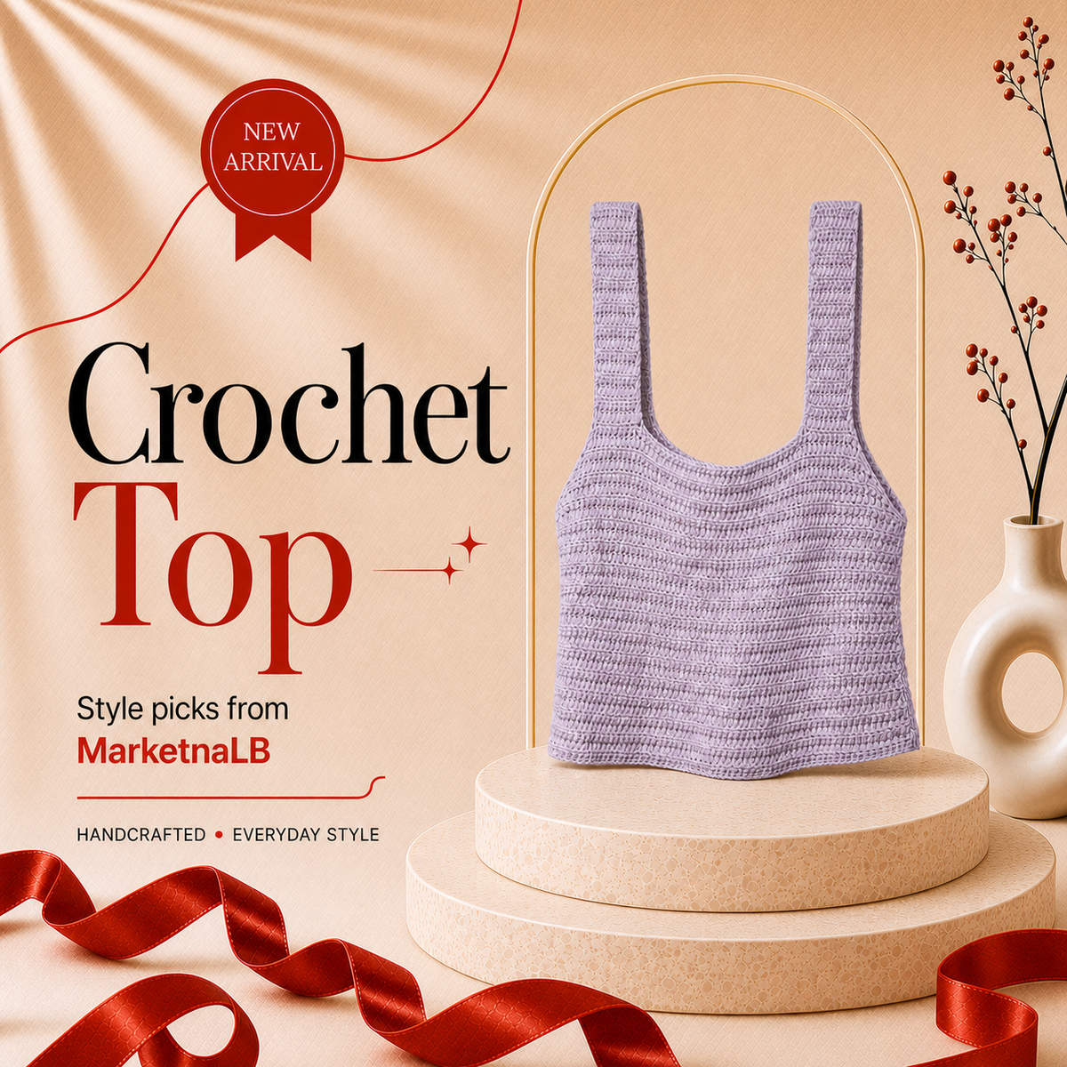 Handmade Lavender Crochet Crop Top