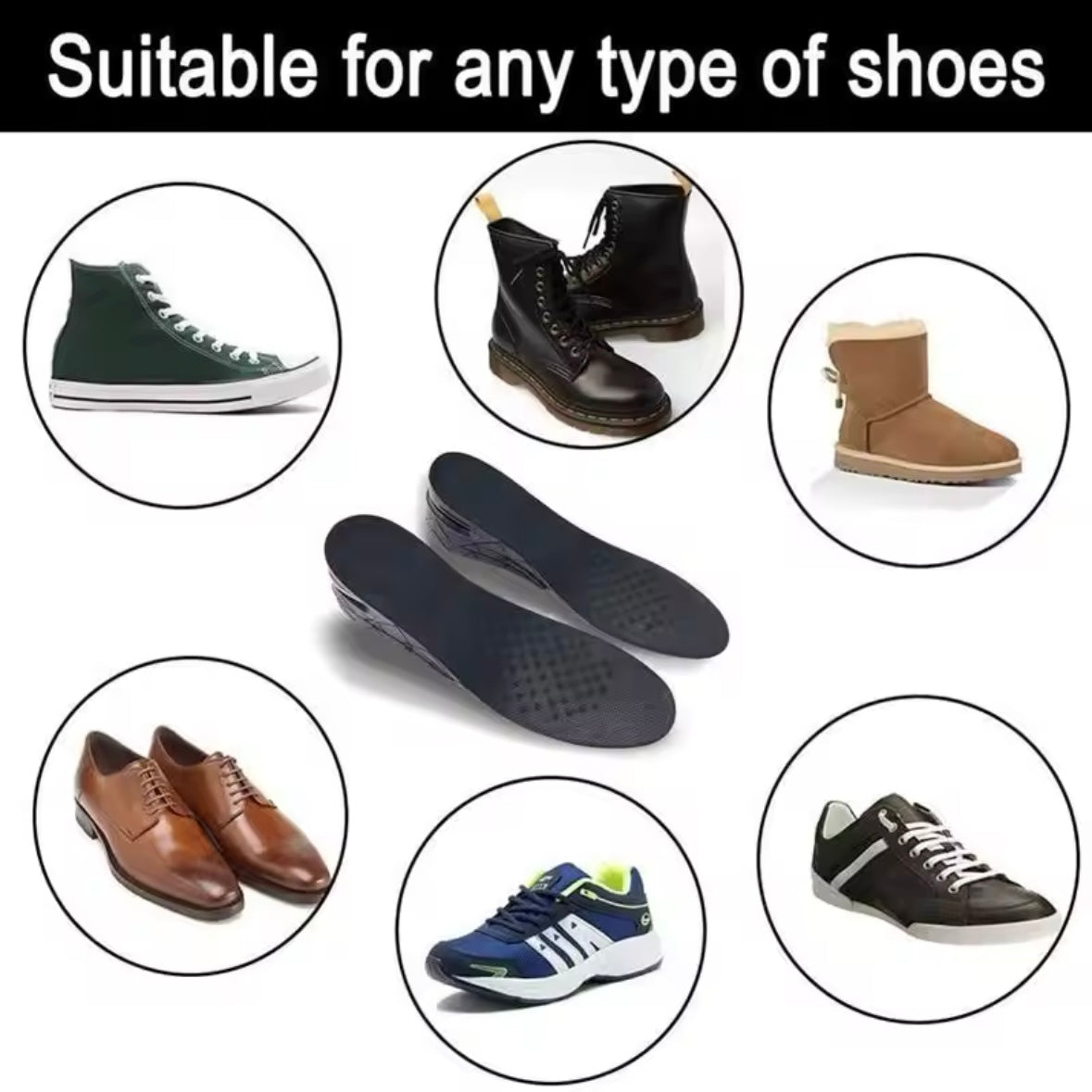 Foot Height Increase Insole With Air Cushion Adjustable Shoe