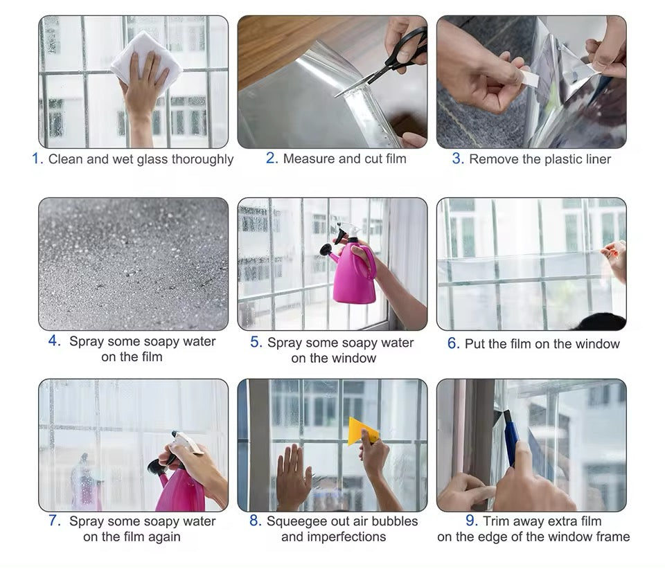 Privacy Window Film Glass Roll Film Sunscreen Glass Sticker Self Adhesive Heat Control 90x100cm
