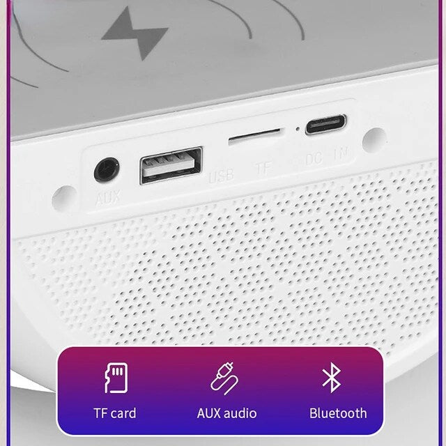 Wireless Charging Bedside LED Night Light, Bluetooth Speaker Lamp BT2301
