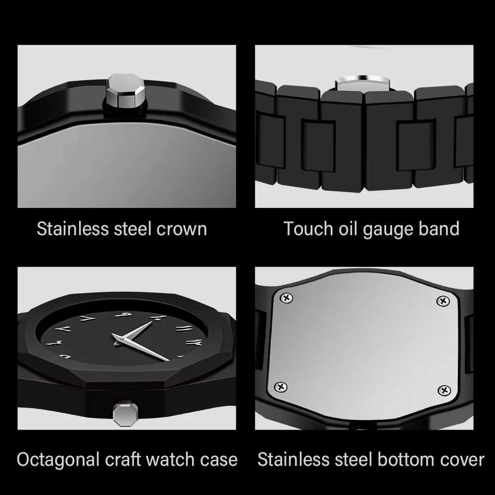 Bold Black Watch Arabic Dial Quartz