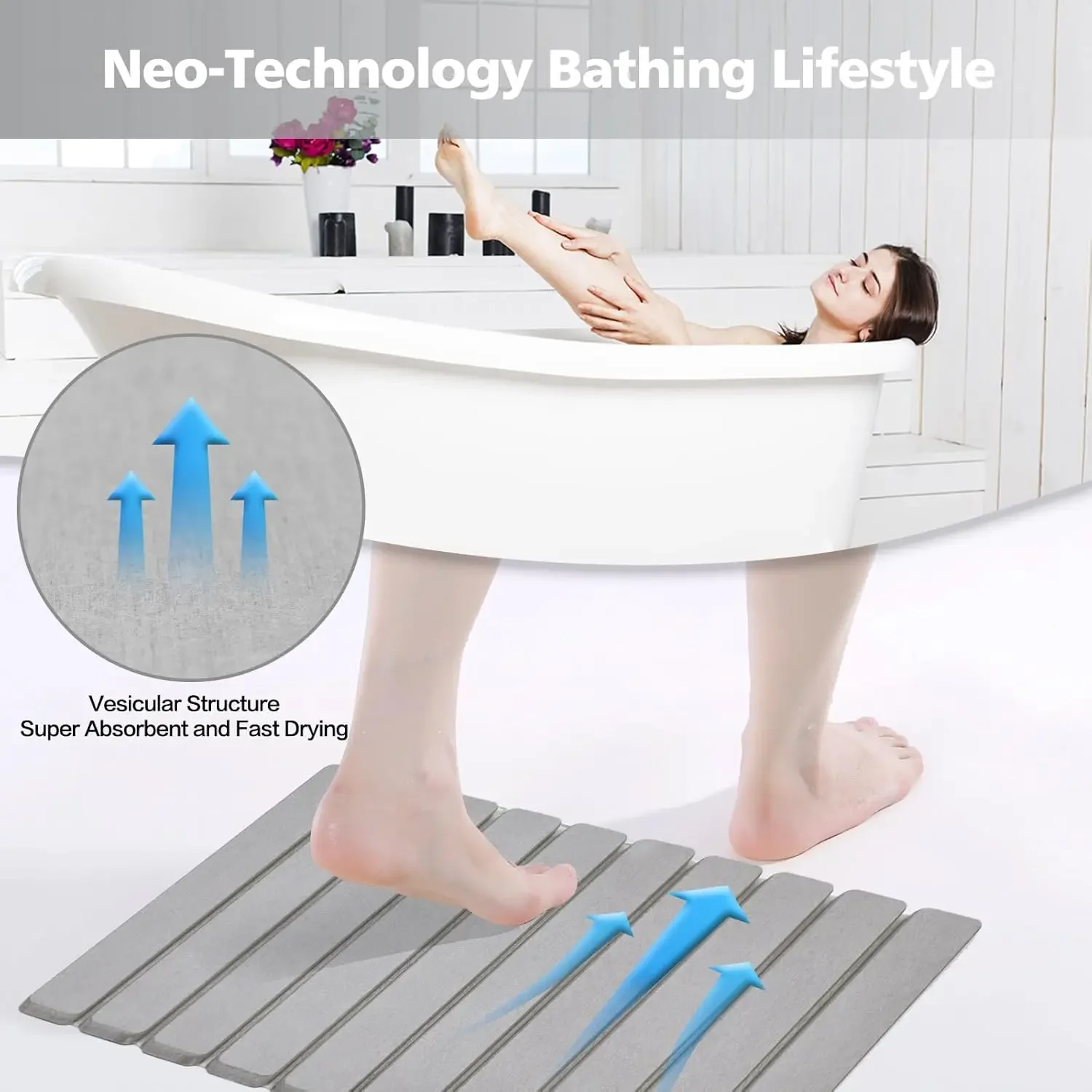 Luxury Foldable Stone Drying Mat Anti Slip Bathroom/Kitcheniuv