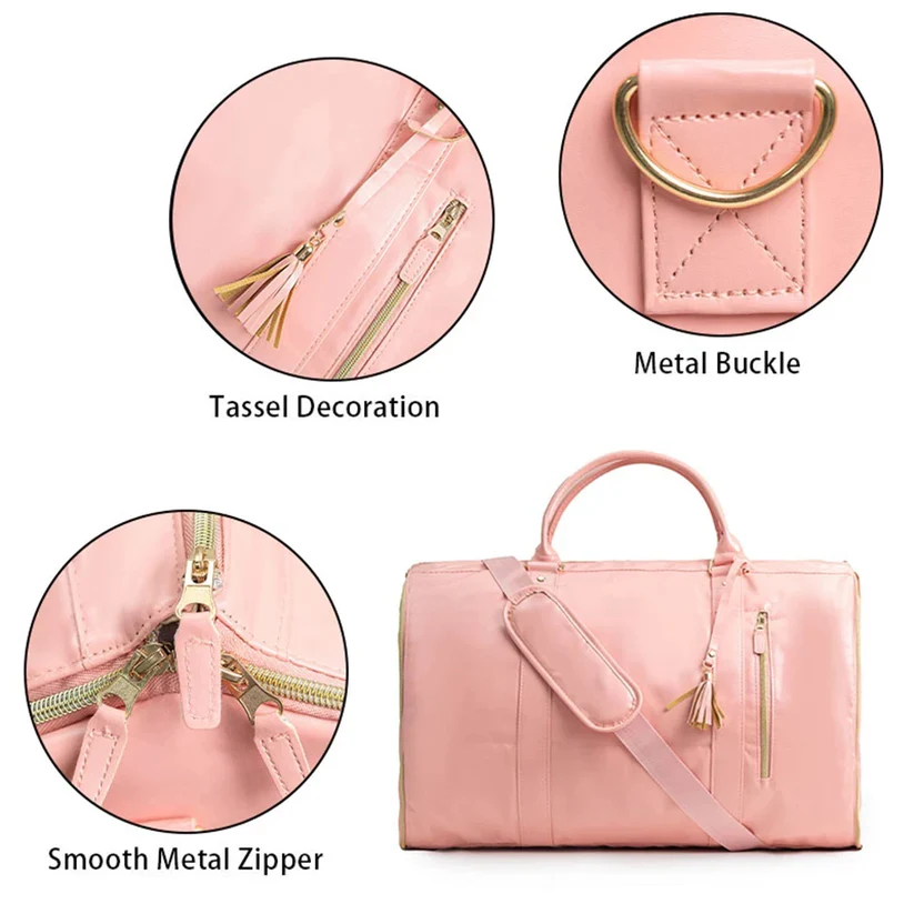 8 in 1 Travel Storage Bag Leather Travel Duffel Bag with Shoulder Strap
