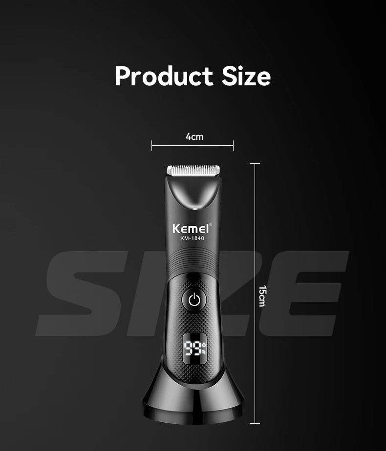 Waterproof Body Groomer With Skin Friendly Blades Kemei Hair Trimmer KM-1840