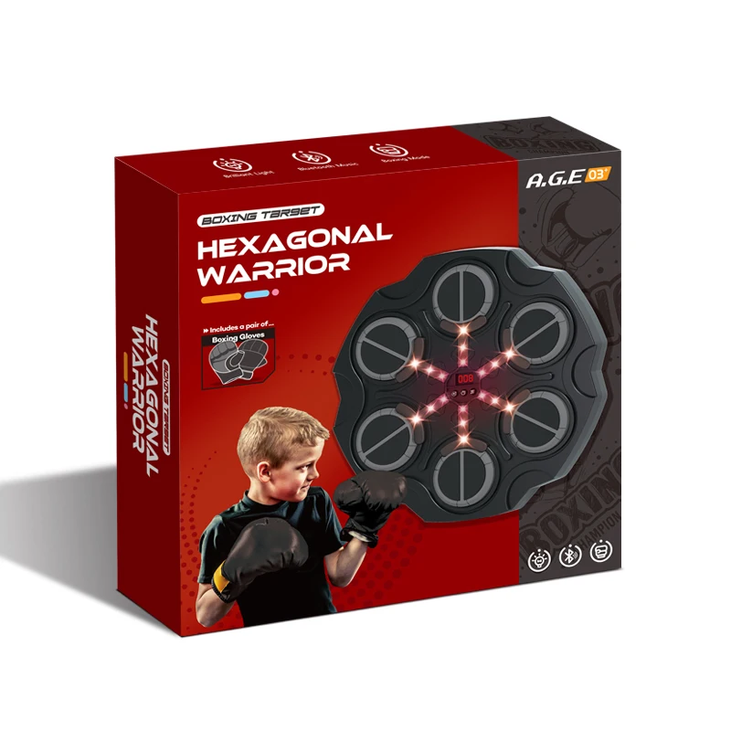 6 Target Bluetooth Music Boxing machine Warrior Hexagonal  Boxing Target With Glove Set