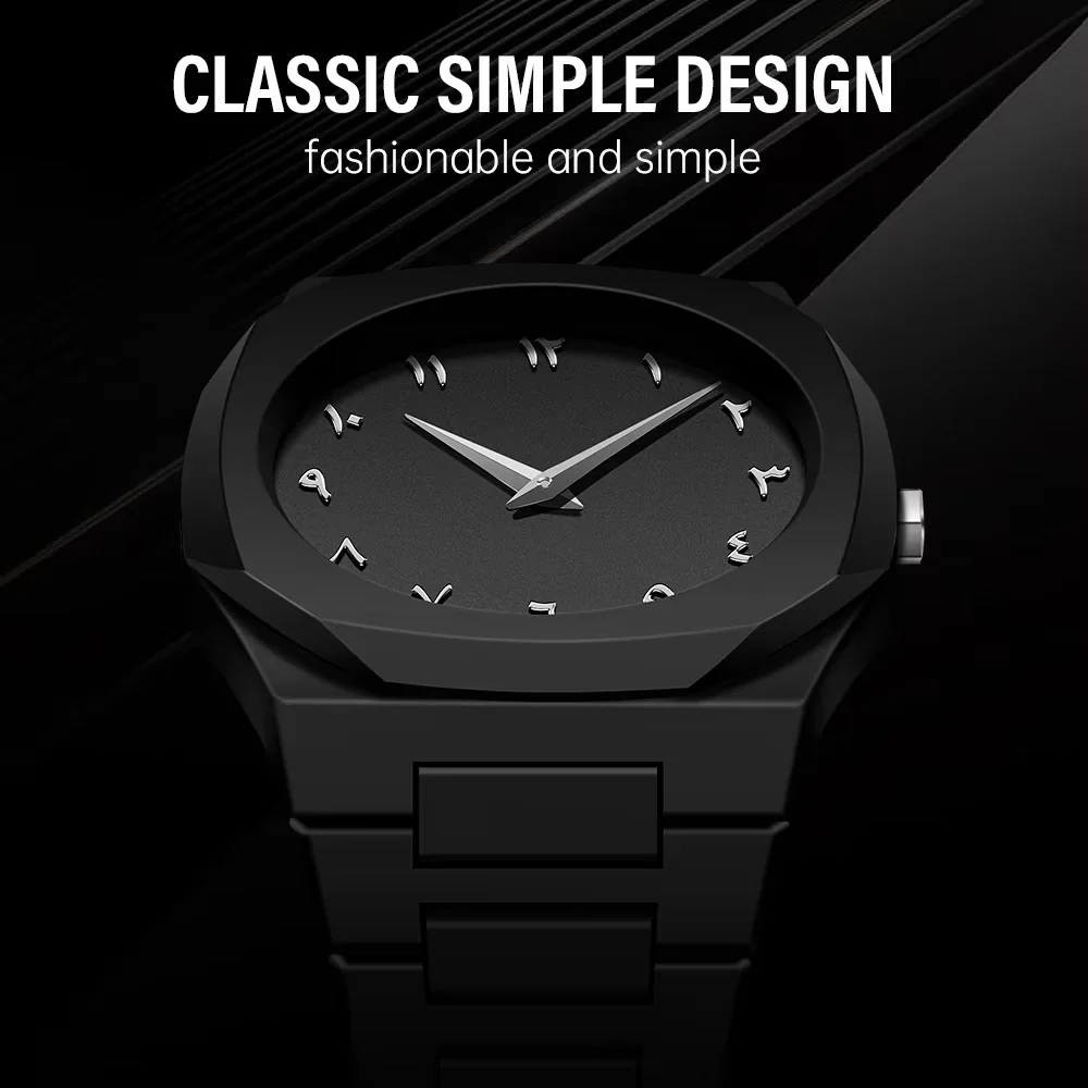 Bold Black Watch Arabic Dial Quartz