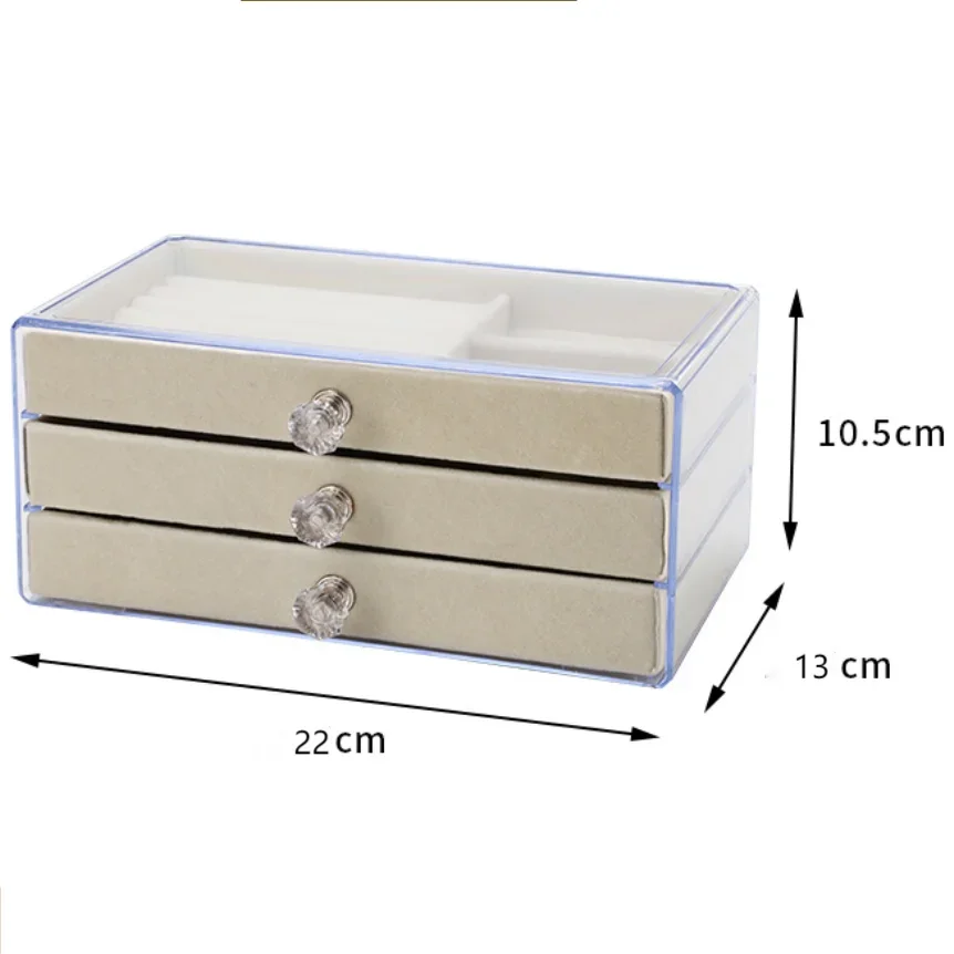 Clear Acrylic Jewelry Organizer Box With 3 Drawers LD-1018