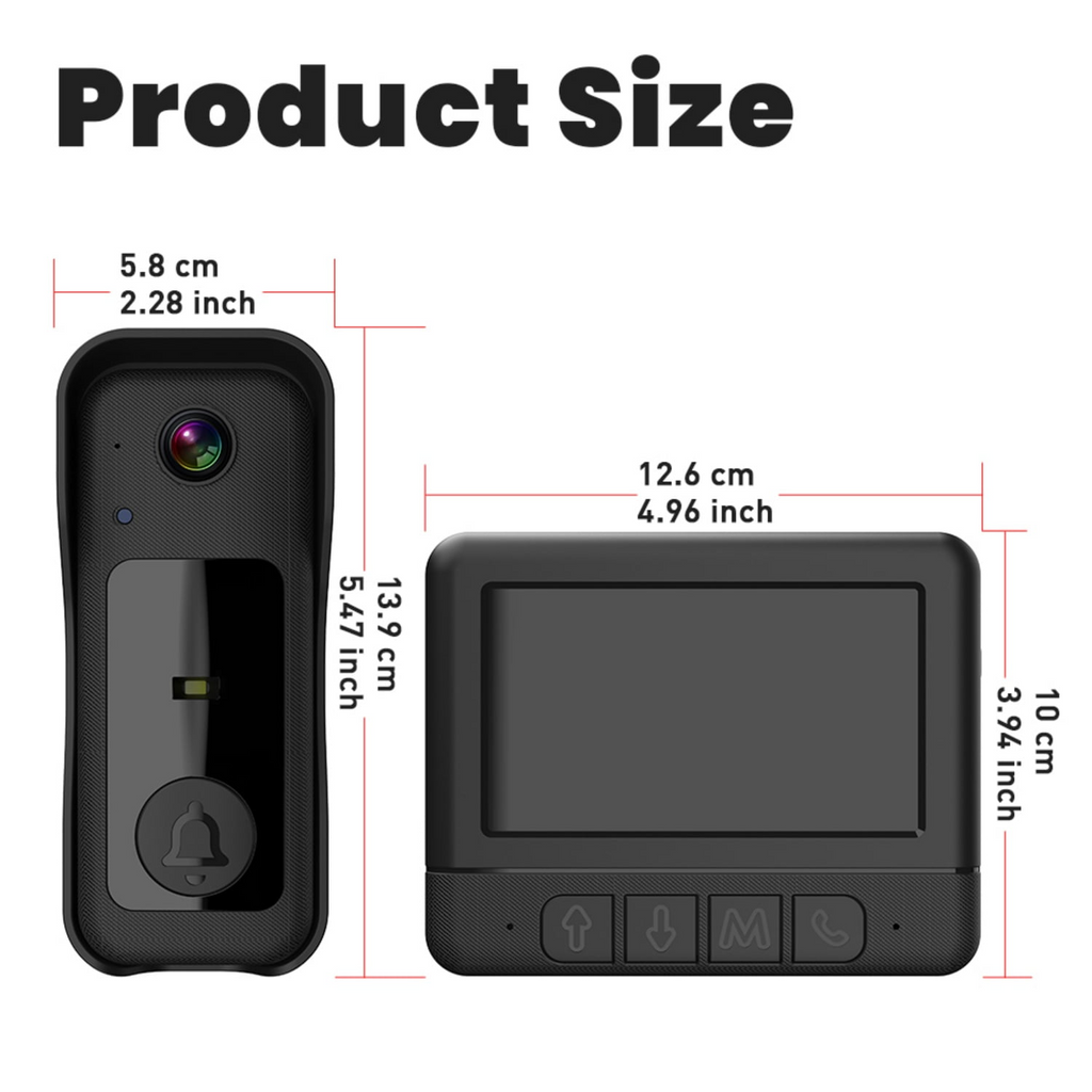 Visual smart doorbell with 4.3-inch color display, 0.3 megapixel camera for home security