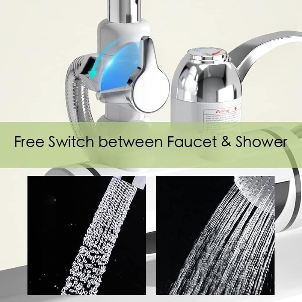 360° Rotating Electric Shower Water Heater Instant Hot Water Faucet with LED Display