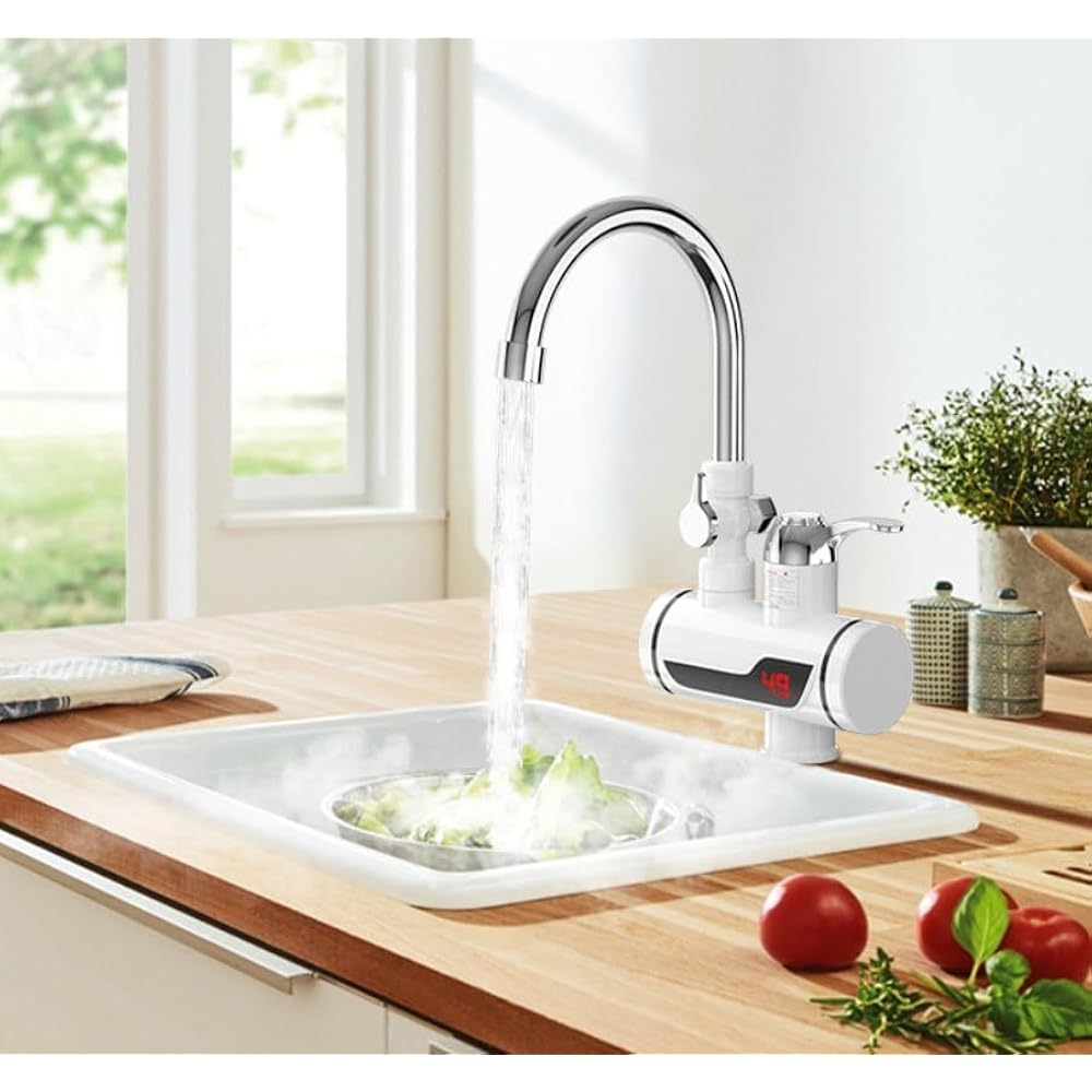 360° Rotating Electric Shower Water Heater Instant Hot Water Faucet with LED Display