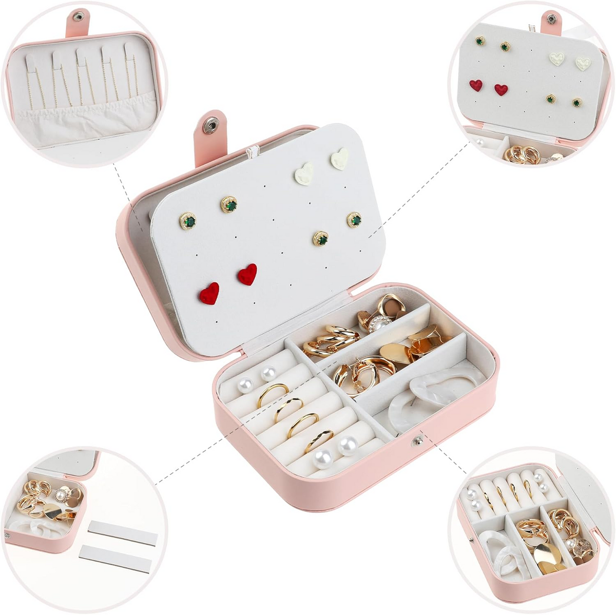 Portable PU Leather Jewelry Case Organizer Storage Display Holder LD-1013