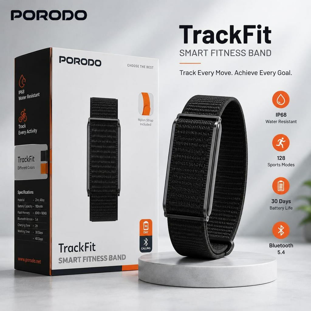 Porodo TrackFit Smart Fitness Bracelet & IP68 Waterproof